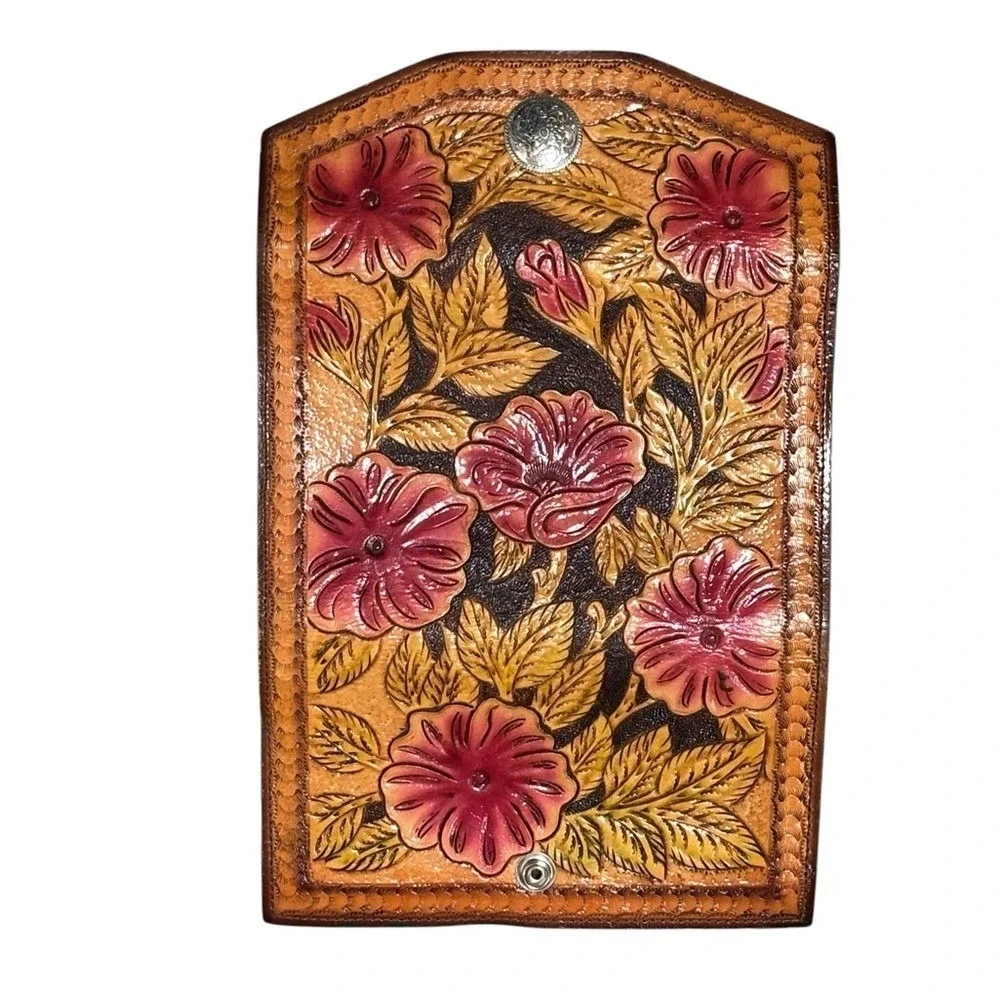 Floral Embossed Leather Wallet‎